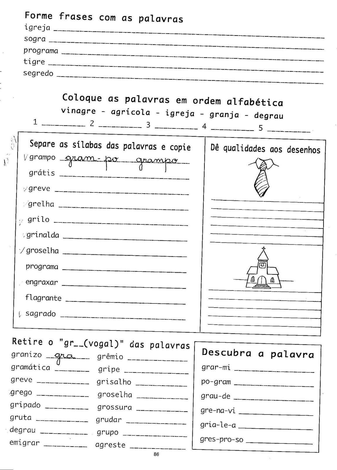 Atividades Encontros Consonantais Para Imprimir