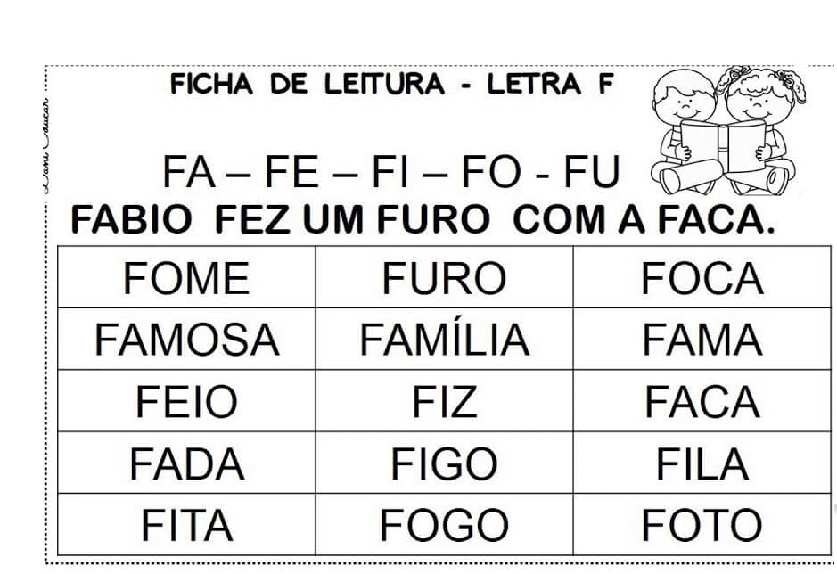 Fichas de LEITURA para prática de leitura alfabetização