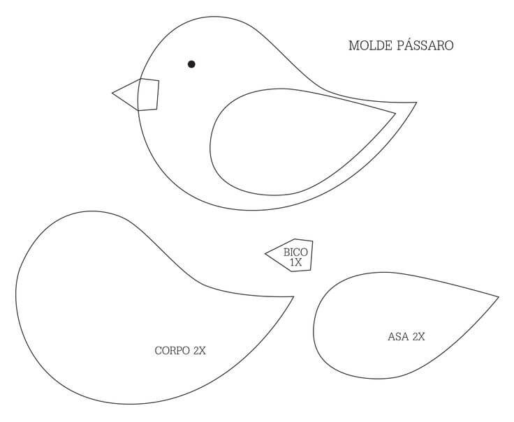 Molde De Passarinho Para Feltro Ou Eva Para Imprimir