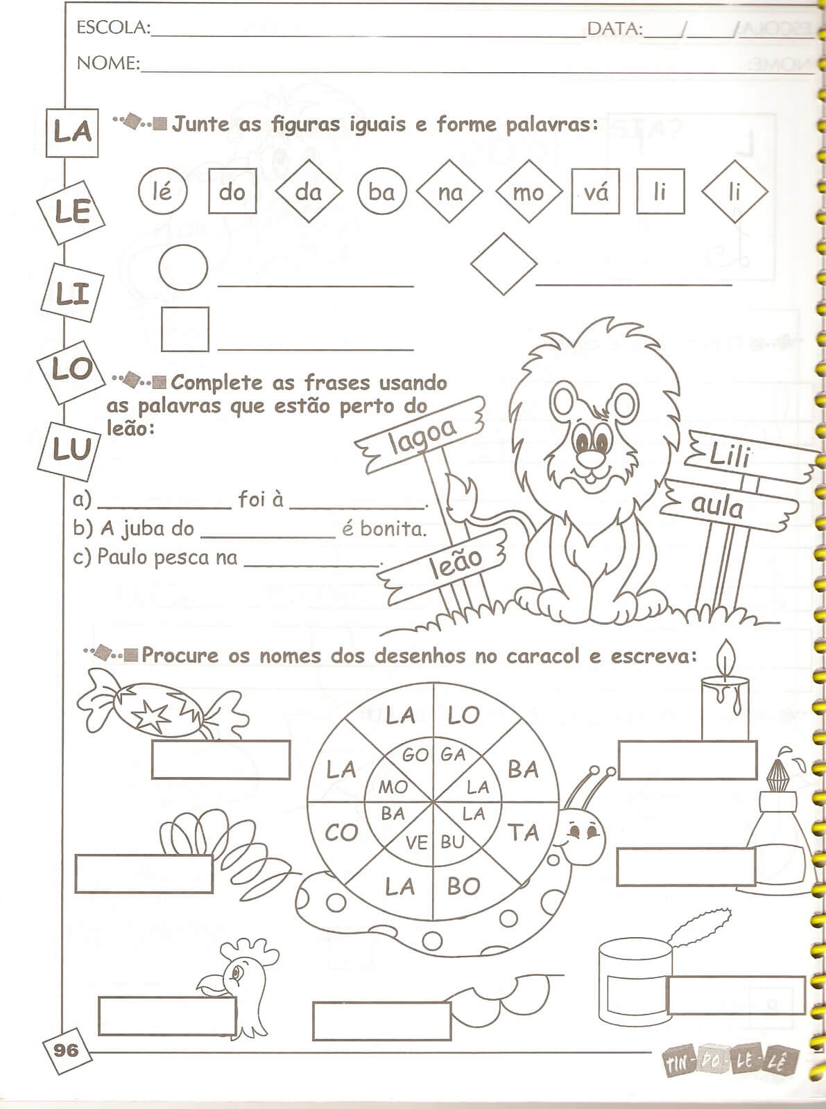 Atividades Sílabas Com La Le Li Lo Lu Para Baixar